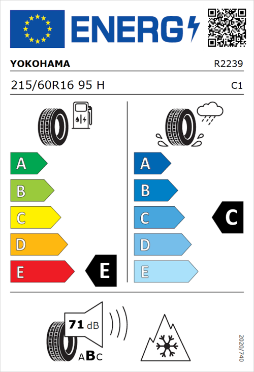Tyre Label for Yokohama Geolandar-G015 215/60R16 95H