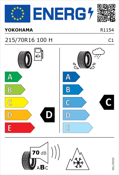 Tyre Label for Yokohama Geolandar-G015 215/70R16 100H